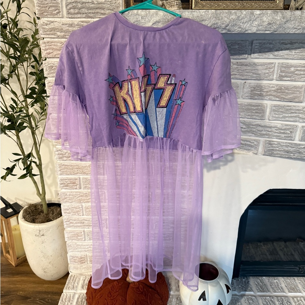 Purple Sheer Dress with KISS Graphic
